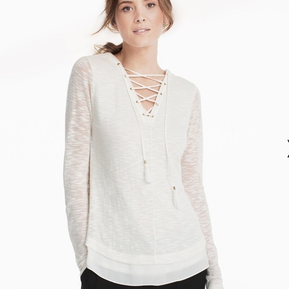 White House Black Market Sweaters - White House Black Market pristine lace up sweater